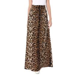 Vfemage Women Ruched High Waist Pocket Pleated Floral Print Solid Leopard Tie Dye Casual Party Flare A-Line Maxi Long Skirt 3161 - Brown Leopard, XXXL YSTE-10029