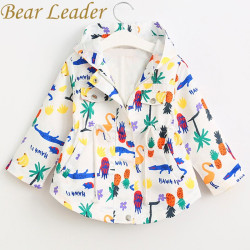Bear Leader Girls Coats and Jackets Kids Autumn Brand Children Clothes Bird&Flowers Print Hooded Outerwear - AZ1042, 4T YSTE-13256