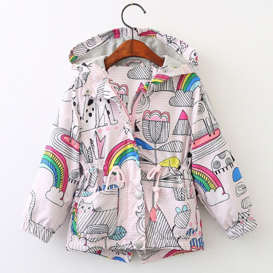 Bear Leader Girl Coats 2019 Spring Girl Clothes Rose Jackets Kids outerwear Children Jackets Girls Cartoon Print Outerwear - az1062 -multi, 3T YSTE-13331
