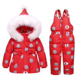 Bear Leader Kids Sets  Baby Winter Down Jacket Set Pants-Jacket Outside Parka Hoodies Outerwear Suits Unisex Polka Dot clothes - APP013-Red, 12M YSTE-13575