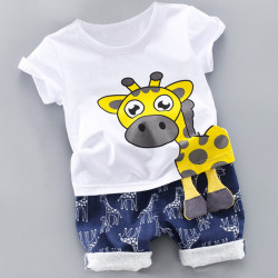Bear Leader Boys Clothes Set 2019 New Summer Cotton Cartoon Striped T-shirts+Pants Boy Clothing for Kids Toddler Boy Clothes - ax1066 white, 12M YSTE-14025