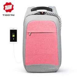 Fashion Men Backpack Anti theft Backpack Schoolbag for teenage Large High Quality Pink Mochilas Women  Escolares - Pink grey, China YSTE-16815