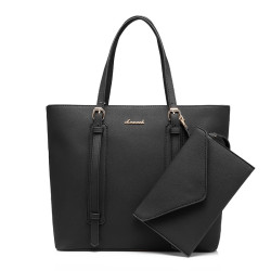 LOVEVOOK brand fashion shoulder bag for women high quality clutch composite bag zipper large capacity totes new purses handbags - Black, China, (30cm<Max Length<50cm) YSTE-17444