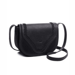 AMELIE GALANTI Crossbody Shoulder Bags for Women Causal Hollow Weaving Saddle Handbags Flap Solid Soft High Quality PU Leather - Black, China YSTE-17536