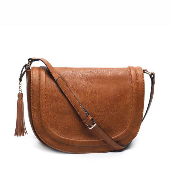 AMELIE GALANTI Large Saddle Bag Crossbody Bags for Women Brown Flap Purses  with Tassel Over the Shoulder Long Strap - Brown, China YSTE-17976