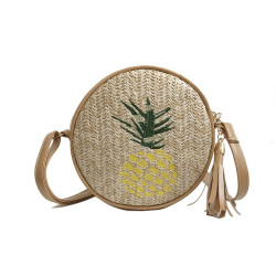 Lovevook round straw bags for women 2019 summer woven beach bag handmade rattan and bamboo bag crossbody shoulder bag for ladies - Pineapple, China YSTE-18170