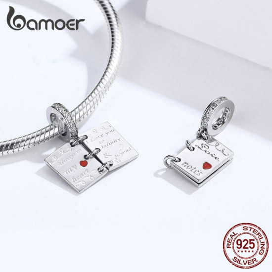 bamoer Love Note Pendant Charm for Silver Original Charms Bracelet Opened Book Sterling Silver 925 Fashion DIY Jewelry SCC1262 YSTE-18795