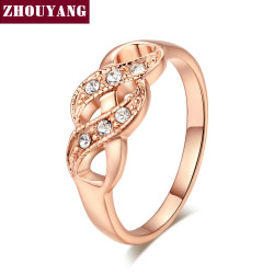ZHOUYANG Ring For Women Simple Style Wave Shape Austrian Crystals Rose Gold Color & Silver Color Fashion Jewelry ZYR334 ZYR226 YSTE-19057