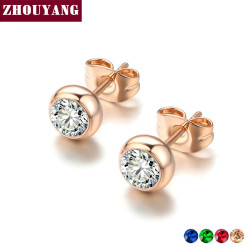 ZHOUYANG Stud Earring For Wome OL Style Concise Rose Gold Color Fashion Jewelry Austrian Crystal ZYE496 YSTE-19078
