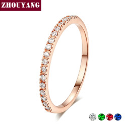 Wedding Ring For Women Man Concise Classical Multicolor Mini Cubic Zirconia Rose Gold Color Fashion Jewelry R132 R133 ZHOUYANG YSTE-19350