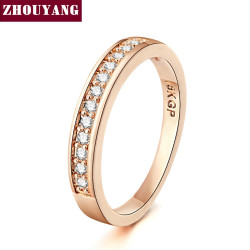 ZHOUYANG Wedding Ring For Women Lover Classic Micro-inserts Cubic Zirconia Wedding Engagement Ring Rose Gold Color Jewelry R062 YSTE-19696