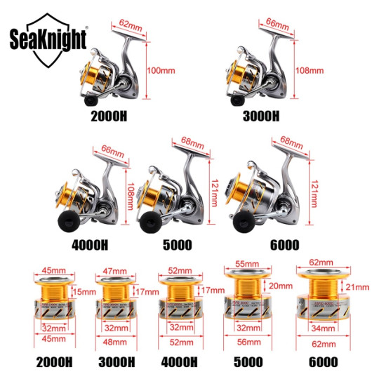 SeaKnight  RAPID 2000H 3000H 4000H 5000 6000 Spinning Reels 6.2:1 4.7:1 11BB Anti-Corrosion Fishing Wheel Saltwater Fishing Reel YSTE-21204