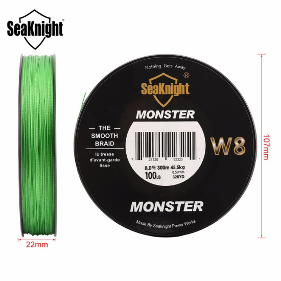 SeaKnight Monster W8 300M 8 Strands Fishing Line Multifilament Fishing PE Line 8 Weaves Strong Braided Wire 20LB 40LB 80LB 100LB YSTE-21372