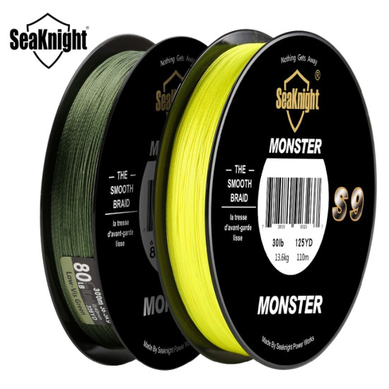 SeaKnight Monster S9 300M Braided Fishing Lines S Spiral Braide Tech. 9 Strands Multifilament PE Green 30LB 40LB 50LB 80LB 100LB YSTE-22108