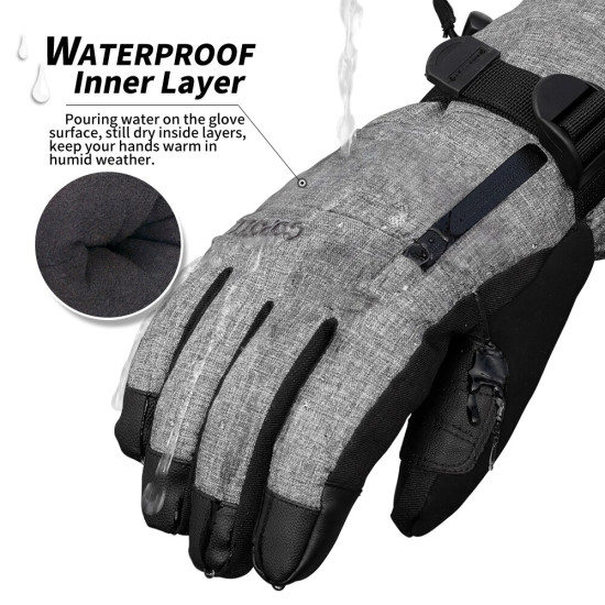 COPOZZ Ski Gloves Waterproof Gloves with Touchscreen Function Snowboard Heated Gloves Warm Snowmobile Snow Gloves Men Women YSTE-22542