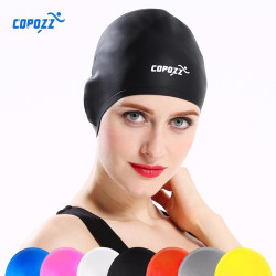 COPOZZ Silicone Waterproof 3D elastic Swimming Caps for Men Women Long Hair Swimming Hat Cover Ear Bone Pool adult swim cap YSTE-22706
