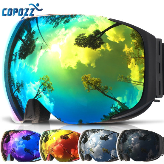COPOZZ brand ski goggles replaceable magnetic lenses UV400 anti-fog ski mask skiing men women snow snowboard goggles GOG-2181 YSTE-22869