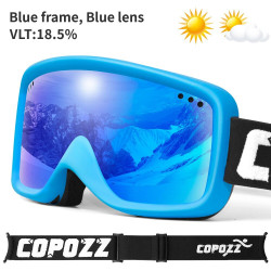 COPOZZ Anti-Fog Ski Goggles Kids Winter Ski Snowboard Snow Goggles UV400 Snow Glasses Children with Adjustable Anti-Slip Strap - Blue, China YSTE-23071