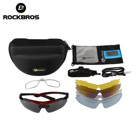 RockBros Polarized Cycling Bike Sun Glasses Outdoor Sports Bicycle Bike Sunglasses PC Goggles Eyewear 5 Lens Bicycle Accessory YSTE-23530
