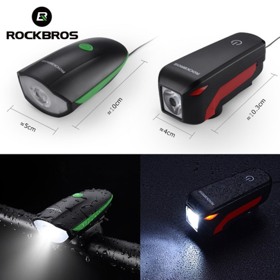 ROCKBROS Cycling 2 In 1 Bicycle Horn Light 120dB Electric Bell Headlight Waterproof 250 LM MTB Bike Front Lamp Bike Accessories YSTE-23886