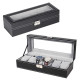 NEX 6 Slot Leather Watch Box Display Case Organizer Glass Jewelry Storage Black YSTE-2436