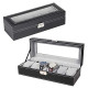 NEX 6 Slot Leather Watch Box Display Case Organizer Glass Jewelry Storage Black YSTE-2436