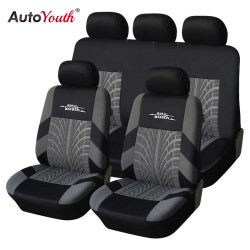 AUTOYOUTH Brand Embroidery Car Seat Covers Set Universal Fit Most Cars Covers with Tire Track Detail Styling Car Seat Protector YSTE-25122