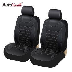 AUTOYOUTH Soft Luxury PU Leather Car Seat Covers Airbag Compatible Universal Fit for All Car SUV Truck Car Seat Protector Black YSTE-25242