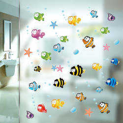 Underwater Fish Starfish Bubble Wall Sticker For Kids Rooms Cartoon Nursery Bathroom Children Room Home Decor Wall Decals YSTE-25747