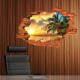Free shipping:3D Broken Wall Sunset Scenery Seascape Island Coconut Trees Household Adornment Can Remove The Wall Stickers YSTE-25803