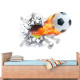 firing football through wall stickers for kids room decoration home decals soccer funs 3d mural art sport game pvc poster YSTE-25844