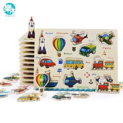 Baby Toys Montessori wooden Puzzle/Hand Grab Board Set Educational Wooden Toy Cartoon Vehicle/ Marine Animal Puzzle Child Gift YSTE-25948