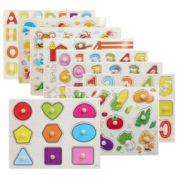 30cm Kid Early educational toys baby hand grasp wooden puzzle toy alphabet and digit learning education child wood jigsaw toy YSTE-26003