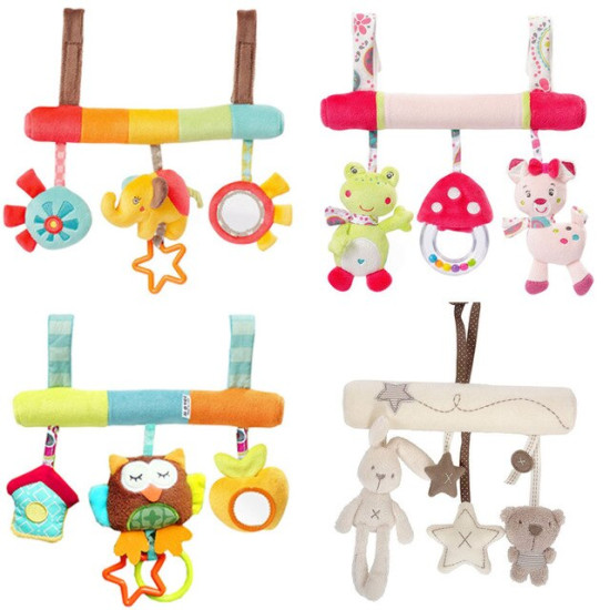 Cute Baby Toys Infant Animal Crib/Car/Bed Rattles Toys Baby Seat Accessories Animal Baby Mobile Stroller Toys Plush Playing Doll YSTE-26678