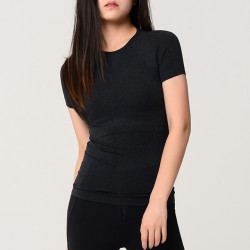 Breathable Mesh Compression Women's T-Shirt - Black, L YSTE-27782