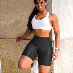 New Fitness Anti Cellulite Textu Leggings Women Pants Fashion Patchwork Casual Summer Spring Soild Fitness Knee-Length Leggings - Black, S YSTE-28213