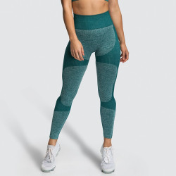 2019 Seamless Patchwork Leggings Women Fitness Push Up Hip Solid Color Legging Sporting Sweat Uptake Ventilation Female Pants - Green, S YSTE-28245