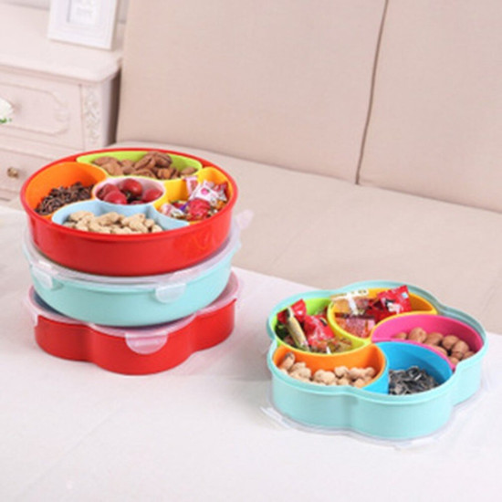 Sub-grid Candy Snack Storage Box With Cover Multi-Grids Fruit Plate Home Multi-function Nut Box Sundries Organizer Case Baskets YSTE-30851