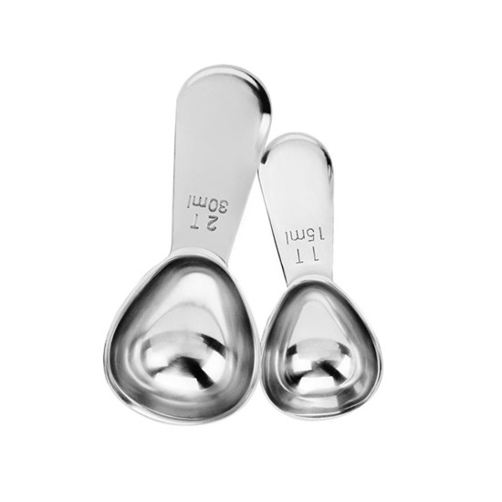 2 Pcs Spoons Mini Stainless Steel Short Handle 30ML/15ML Sugar Coffee Measuring Milk Bean Spoons Scoops for Office Kitchen Home YSTE-31724
