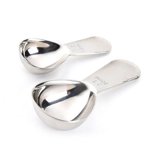 2 Pcs Spoons Mini Stainless Steel Short Handle 30ML/15ML Sugar Coffee Measuring Milk Bean Spoons Scoops for Office Kitchen Home YSTE-31724