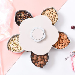 Creative Rotating 5 Grids Lazy Candy Storage Box Flower Petal Shaped Living Room Desktop Organizer Fruit Plate For Nuts Snack YSTE-32082