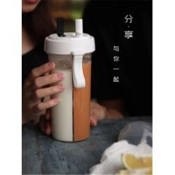 A double drink cup web celebrity girls heart cup creative personality trend student separate straw water cup YSTE-32100