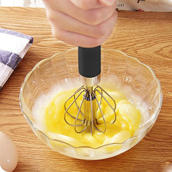 Hot Sale Semi-automatic Mixer Egg Beater Manual Self Turning Stainless Steel Whisk Hand Blender Egg Cream Stirring Kitchen Tools YSTE-32580