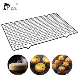 FHEAL Stainless Steel Non-stick Cake Cooling Rack Cooling Grid Baking Tray For Cookie Pie Bread Cake Baking Rack BBQ Dry Cooler YSTE-32982
