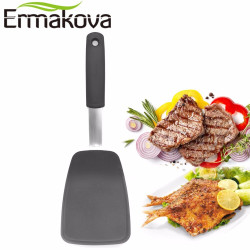 ERMAKOVA 3.9 Inch Wide Heat Resistant Silicone Turner Flexible Turner Spatula Non-Stick Good Grip Cooking Fish Steak Turner YSTE-33114