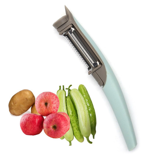 3 in 1 Fruit & Vegetable Peeler (Straight, Serrated and Julienne Blades) Stainless Steel Blade with Ergonomic long Handle YSTE-33158