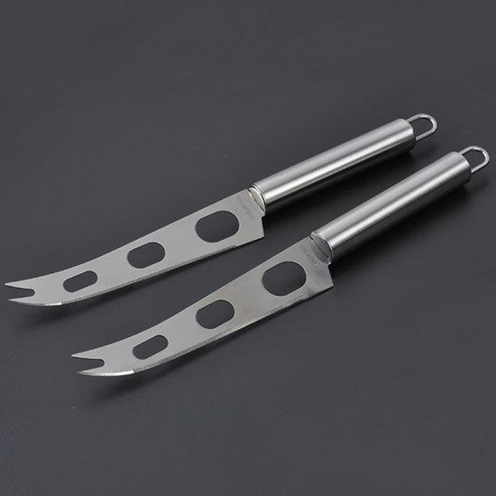 2019 New Round Handle Stainless Steel Vegetables Pizza 3-hole Butter Fork Cheese Knife YSTE-33301