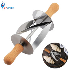 Upspirit Stainless Steel Rolling Cutter for Making Croissant Bread Wheel Dough Pastry Knife Wooden Handle baking Kitchen Knife YSTE-33481