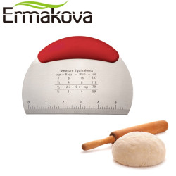 ERMAKOVA Pastry Scraper&Chopper Flour Pastry Cutter with Scale Stainless Steel Flour Dough Pizza Cutter with Comfortable Handle YSTE-33751