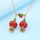 Juicy Grape Cute children's fun hand-painted fruit pendant necklace female European and American copper gilded Necklace YSTE-39081